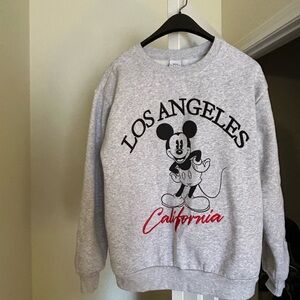 Disney Gray Crewneck Sweater with Mickey Mouse and California Design
